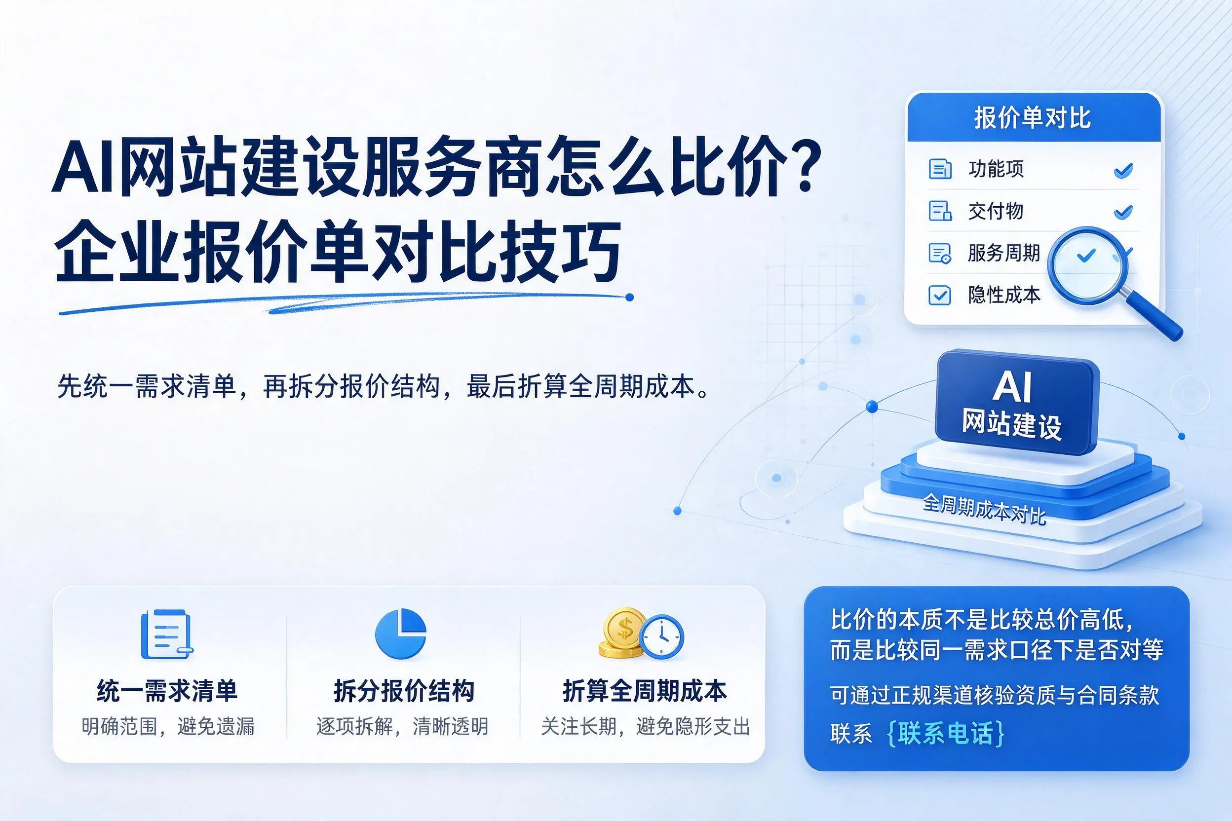 AI网站建设服务商怎么比价？阿克苏企业报价单对比技巧